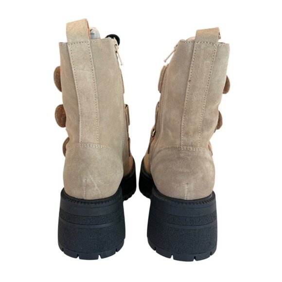 Free People Latte Beige Suede Emmett Lace Strap Up Boots Size 36/US 6 NWOB - Picture 3 of 7